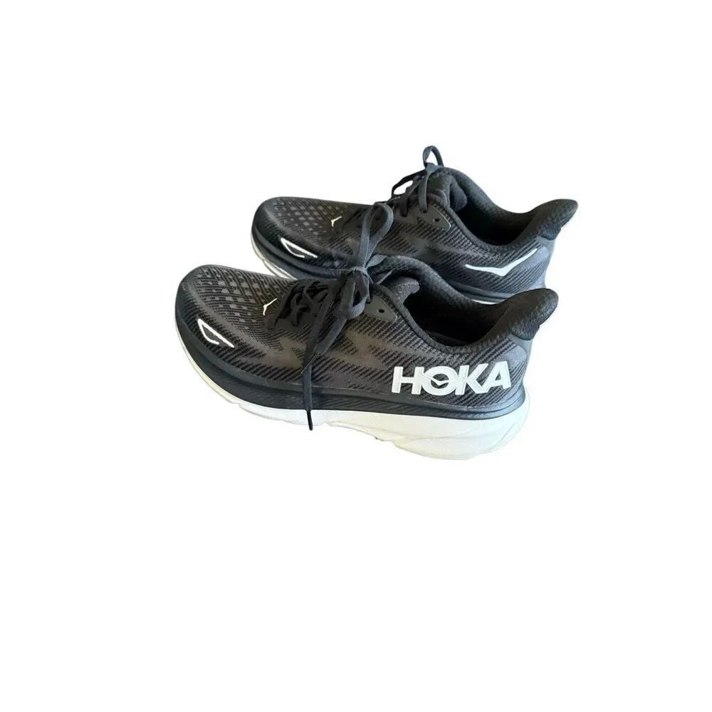 HOKA One One Mens Black Clifton 9 Mesh Lace Up Athletic Shoes Size 10D